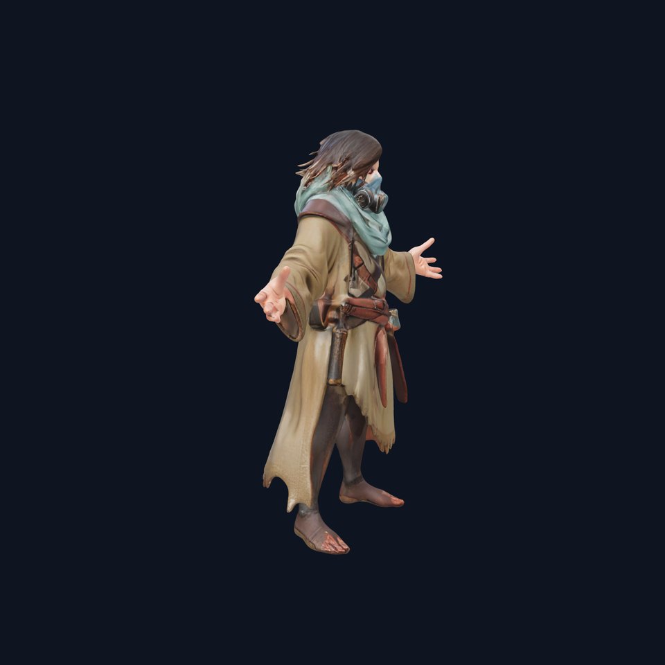 Wasteland Wanderer Rigged and Animated D Character Model